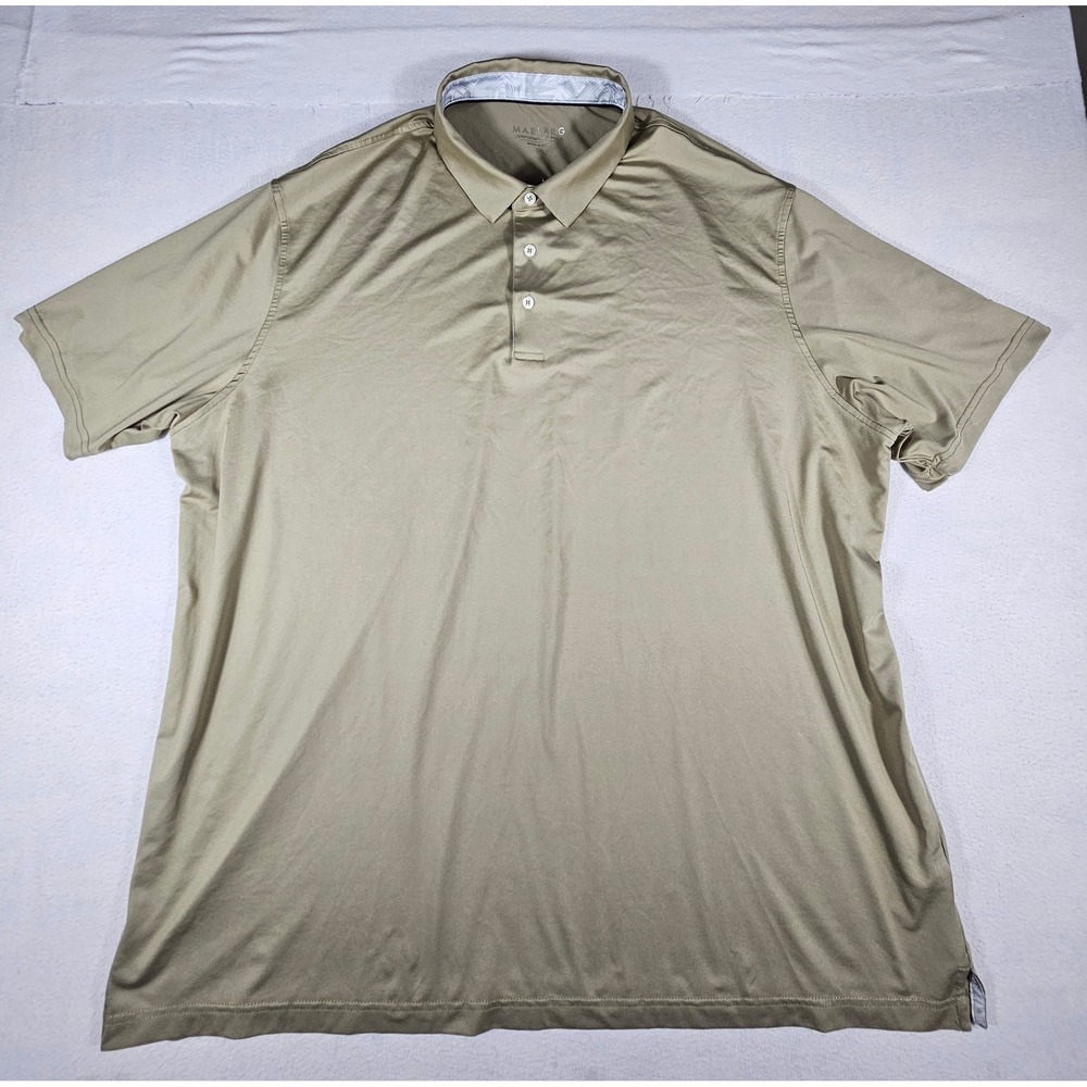 MAELREG Mens 3XL Performance Polo Shirt Olive Green Short Sleeve Golf Athletic